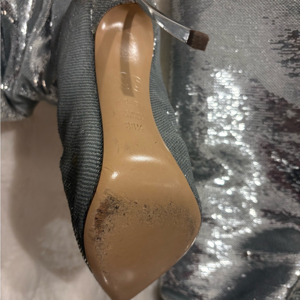 Casadei Silver Sequin Heeled Boots - Picture 5 of 6